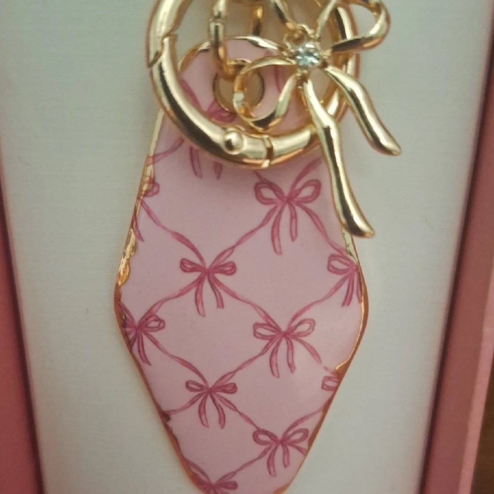 Piper•K Pink and Gold Bow Bag Charm Key Holder